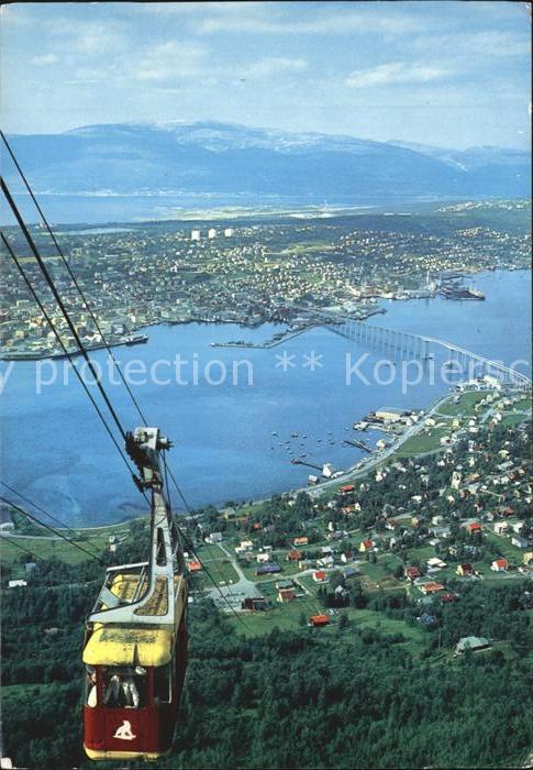 Tromsoe Areal Cable way view of the town and the bridge