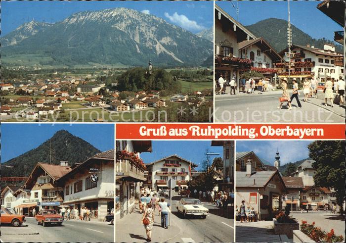 Ruhpolding Bayern Gesamtansicht mit Rauschberg Dorfplatz Ortsmotive