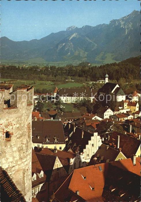 Fuessen Allgaeu Blick auf Alt-Fuessen und Tegelberg Kneipp Hoehenluftkurort