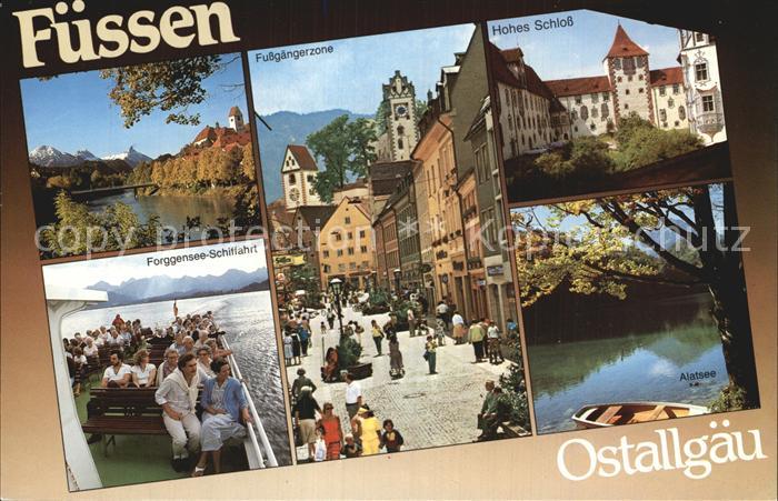 Fuessen Allgaeu Forggensee Schiffahrt Fussgaengerzone Hohes Schloss Alatsee