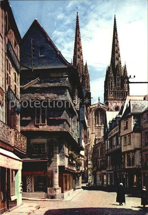 Quimper Rue Kereon Cathedrale Collection La Bretagne en Couleurs
