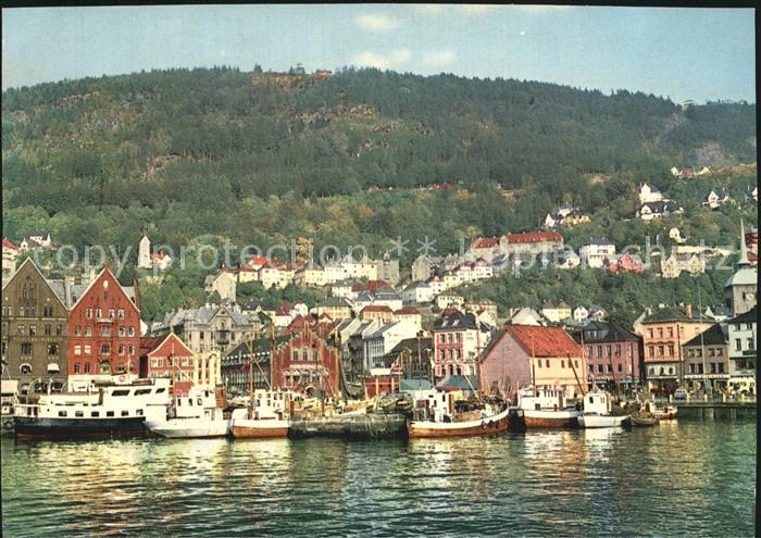Bergen Norwegen Floien sett fra Vagen Hafen