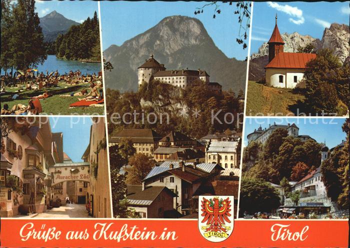 Kufstein Tirol Badestrand Auracher Loechl Festung Kapelle Alpen