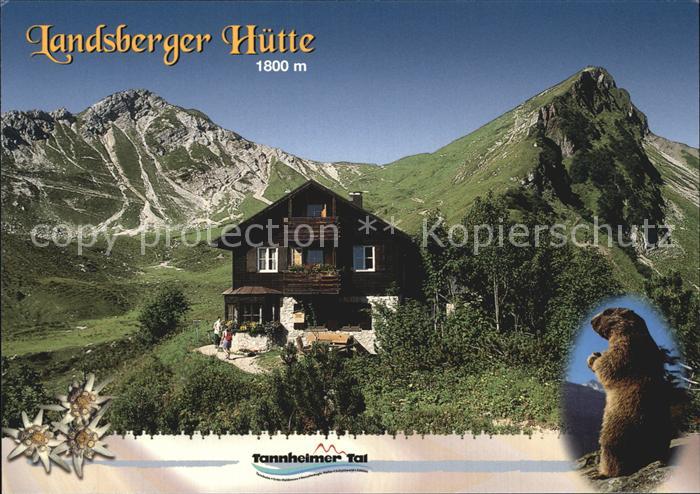 Tannheim Tirol Landsberger Huette Berghaus mit Steinkarspitze und Rotspitze Allg