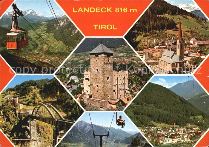 Landeck Tirol Bergbahn Eisenbahnbruecke Schloss Kirche Alpenblick