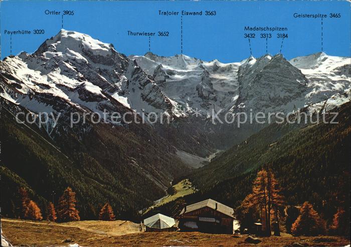 Trafoi Suedtirol Furkelhuette Ortlergruppe im Herbst