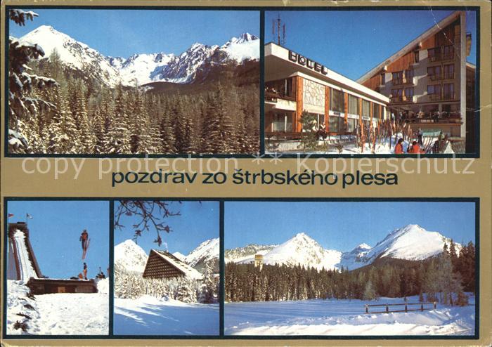 Strbske Pleso Hotel Skisprungschanze Winterpanorama Hohe Tatra