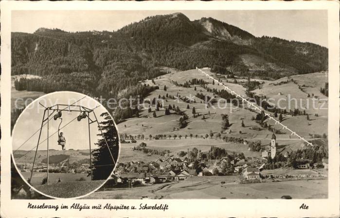 Nesselwang Allgaeu Bayern mit Alpspitze und Sessellift