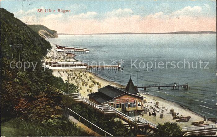 Sellin Ruegen Strand mit Seebruecken
