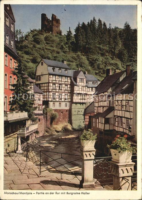 Monschau Montjoie NRW Partie an der Rur mit Burgruine Haller