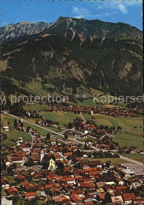 Hindelang Bad Fliegeraufnahme mit Kuehgundkopf und Iseler