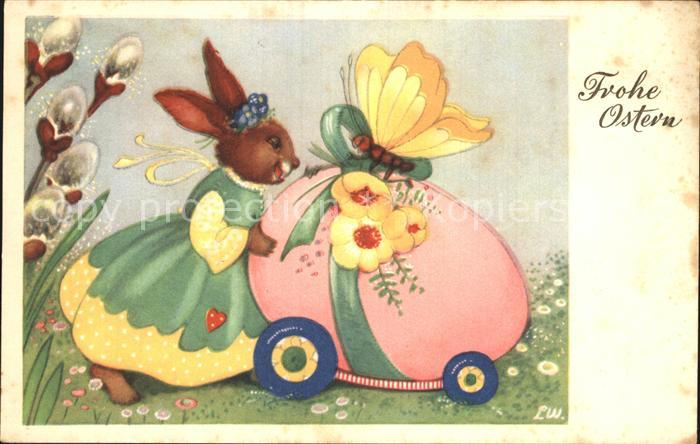 Vermenschlicht Hase Ostern Osterei Schmetterling
