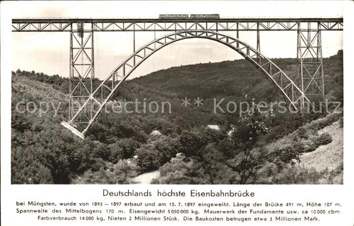 Bruecken Bridges Ponts Muengsten Eisenbahnbruecke