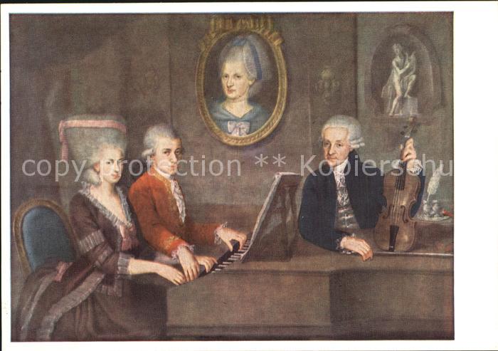 Mozart Wolfgang Amadeus Die Familie Mozart Kuenstlerkarte J. N. de la Croce