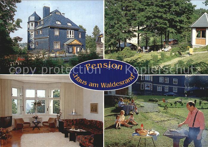 Oberhof Thueringen Pension Haus am Waldesrand Garten Aufenthaltsraum Grillparty