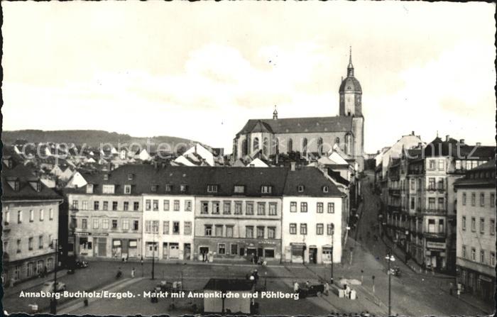 Annaberg-Buchholz Erzgebirge Markt mit Annenkirche und Poehlberg