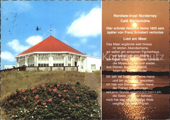 Norderney Nordseebad Cafe Marienhoehe Nordseeinsel Lied am Meer Heinrich Heine F
