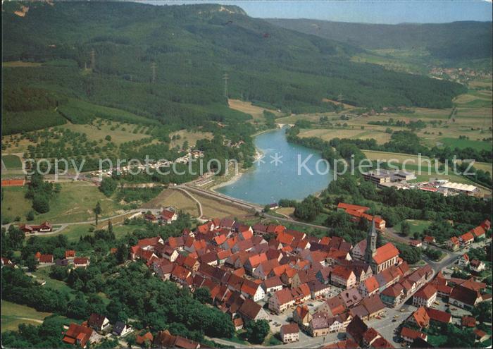 Schoemberg Zollernalbkreis Altstadt mit Stausee und Plettenberg Fliegeraufnahme