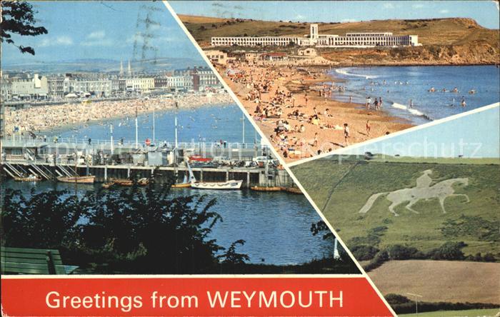 Weymouth Dorset Harbour and Sands Overcombe Beach Hill figure of King George III