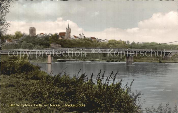 Bad Wimpfen Partie mit Neckar und Neckarbruecke