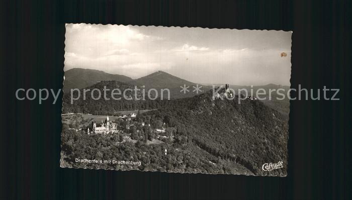 Drachenfels mit Drachenburg Fliegeraufnahme