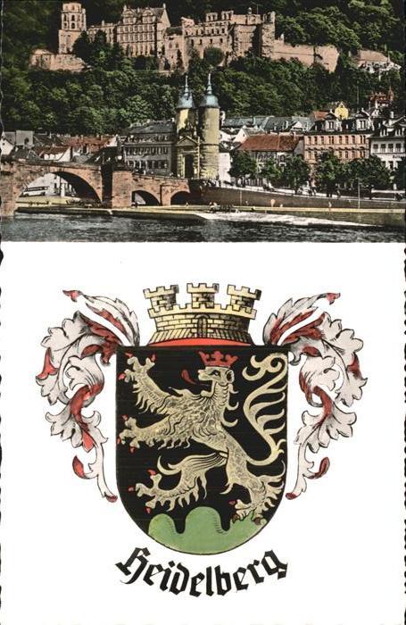 Heidelberg Neckar Bruecke Kirche Schloss Wappen
