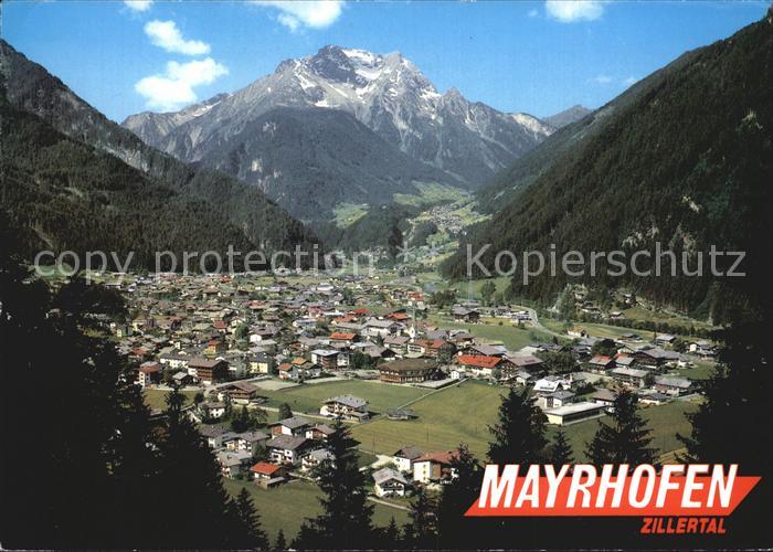 Mayrhofen Zillertal Panorama Blick zum Gruenberg