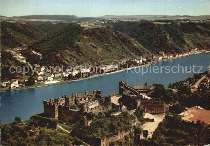St Goar am Rhein mit Festung Rheinfels Fliegeraufnahme
