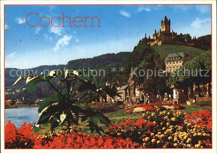 Cochem Mosel Uferpromenade Blumen Reichsburg