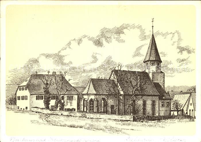 Moettlingen Pfarrhaus Blumhardt Kirche Zeichnung Kuenstlerkarte