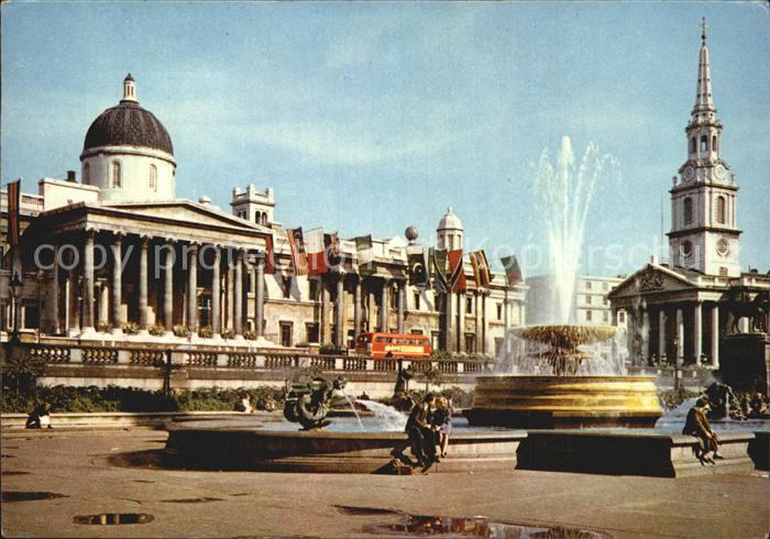 London National Gallery and St Martin in the Fields Church Trafalgar Square Foun