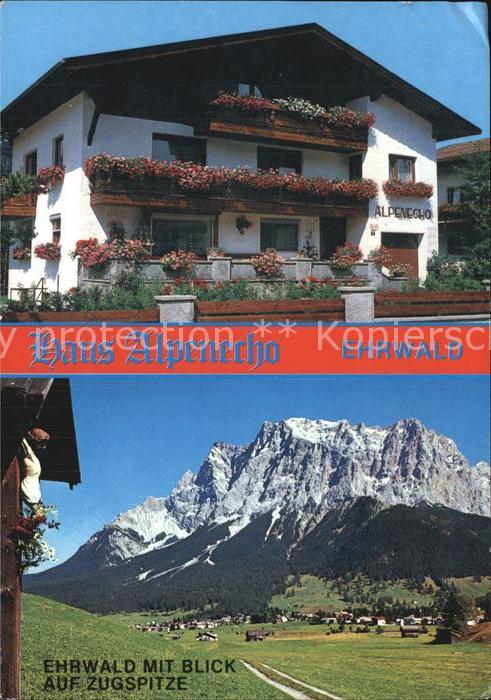Ehrwald Tirol Haus Alpenecho Pension Blick zur Zugspitze Wettersteingebirge
