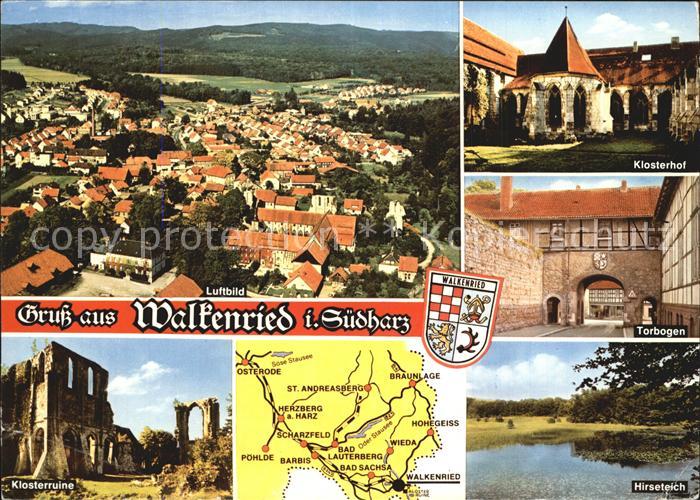 Walkenried Luftbild Klosterhof Torbogen Klosterruine Hirseteich Landkarte
