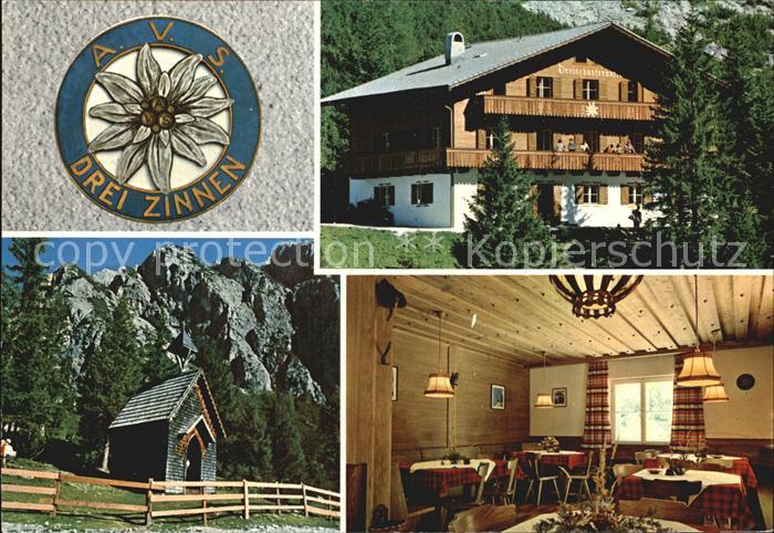 Innichen Suedtirol Drei Schusterhuette Berghuette Pustertal Dolomiten Rifugio Tr