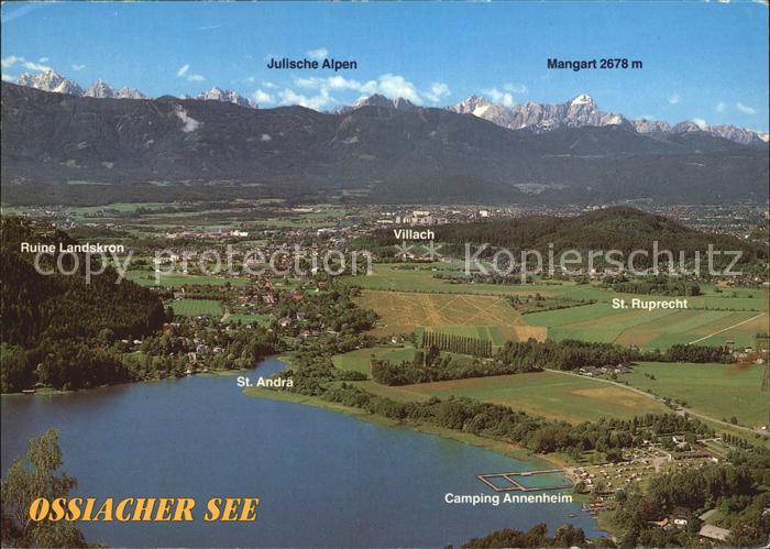 Ossiachersee mit Ruine Landskron Villach St Andrae St Ruprecht Camping Annenheim