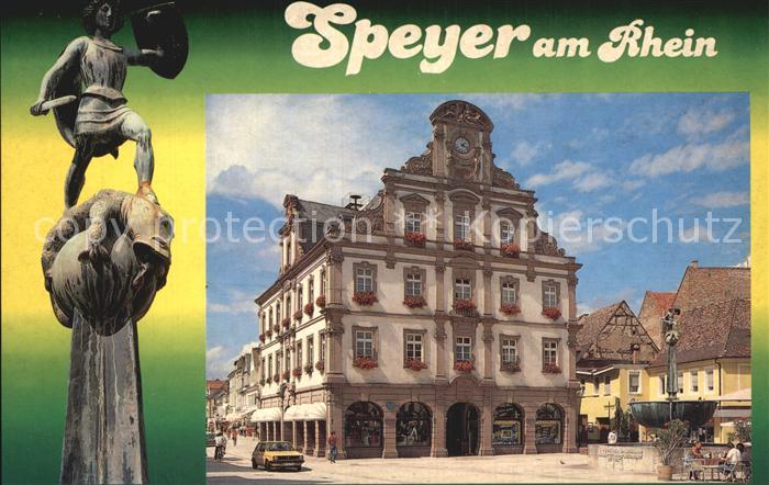 Speyer Rhein 2000 Jahrfeier Gebaeude Brunnen Statue