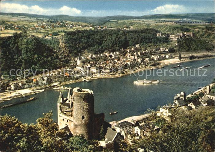 St Goar Panorama Blick auf Burg Katz am Rhein