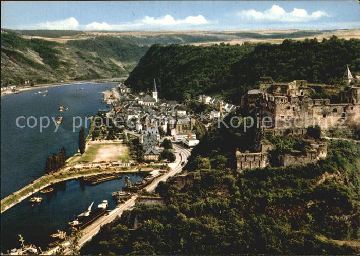 St Goar Panorama Blick auf Burg Rheinfels Rhein