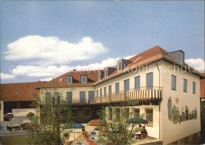 Erlabrunn Unterfranken Weinhaus Flach Terrasse Menzel Postkarte