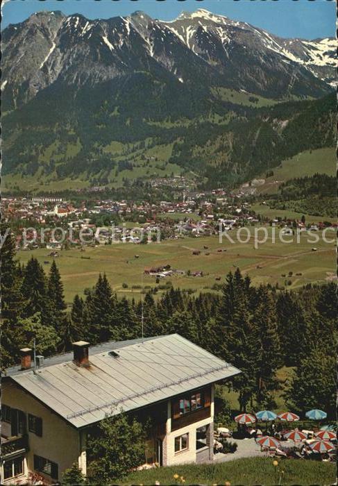 Oberstdorf Panorama Blick vom Cafe Bergkristall mit Rubihorn und Nebelhorn Allga