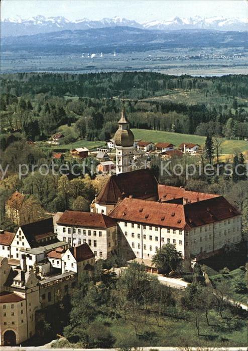 Andechs Kloster und Wallfahrtskirche Heiliger Berg am Ammersee Alpenpanorama Fli