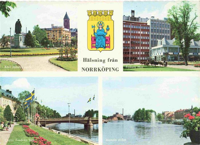 Norrkoeping Sweden Karl Johans Park Folkets Hus Oscar Fredriks bro Motala stroem