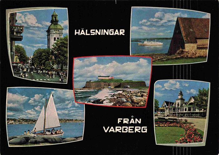 Varberg Sweden Teilansichten Kuestenpanorama Segeln Kirche Restaurant