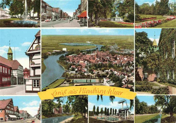 Nienburg Weser Teilansichten Parkanlagen Stadtzentrum Freibad Luftaufnahme