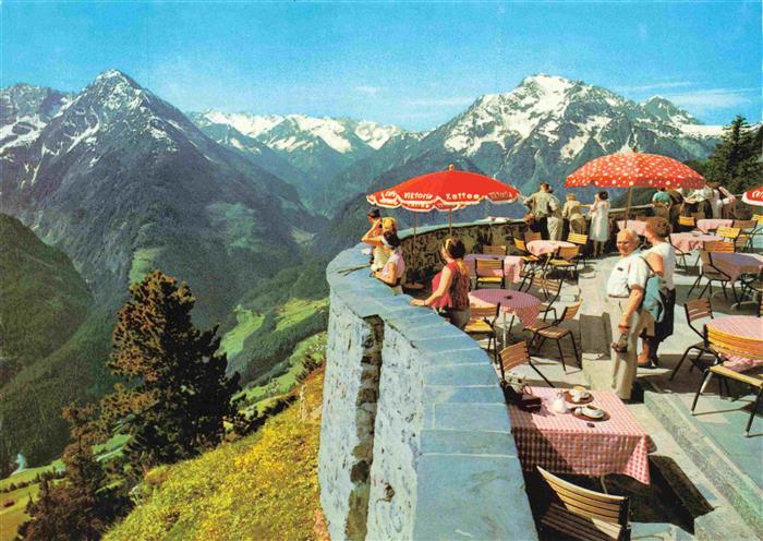 Mayrhofen Zillertal Tirol AT Café Restaurant Penkenbahn Ausblick zum Tristner In