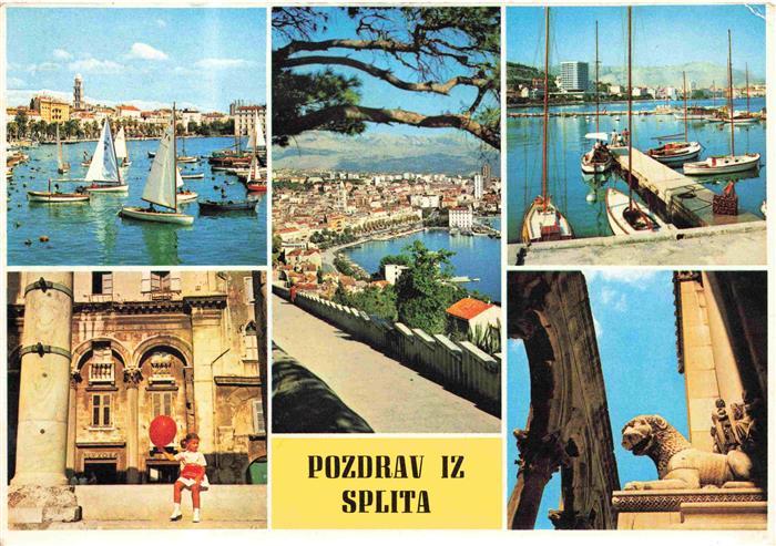 SPLIT Spalato Croatia Panorama Hafen Loewenskulptur