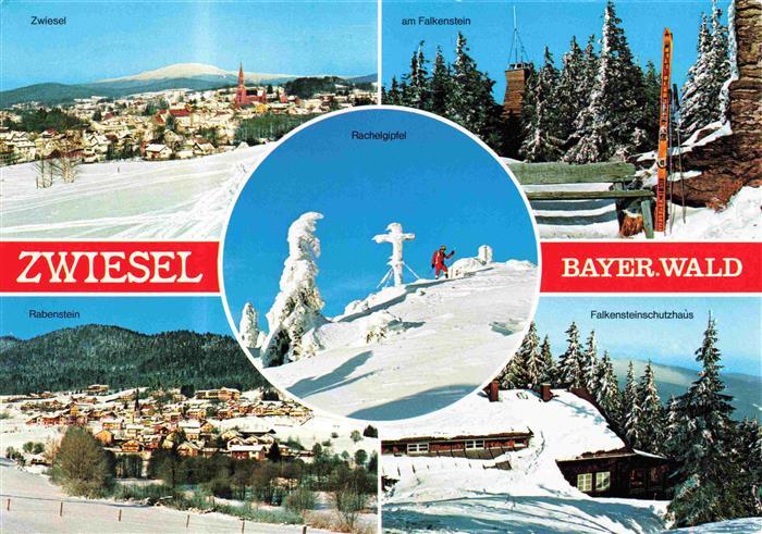 Zwiesel  Niederbayern Panorama Wintersportplatz Falkenstein Rachelipfel Rabenste