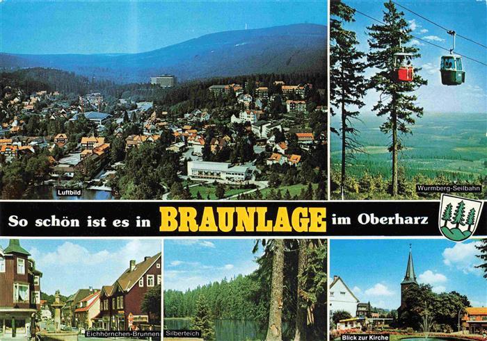 Braunlage Harz Panorama Wurmberg-Seilbahn Eichhoernchen-Brunnen Silberteich Kirc