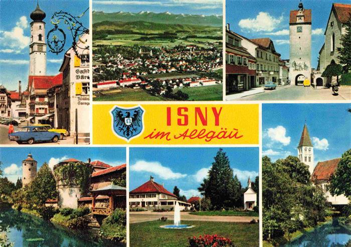 Isny Allgaeu Luftaufnahme Motive Stadtzentrum Kirchturm Tor Park
