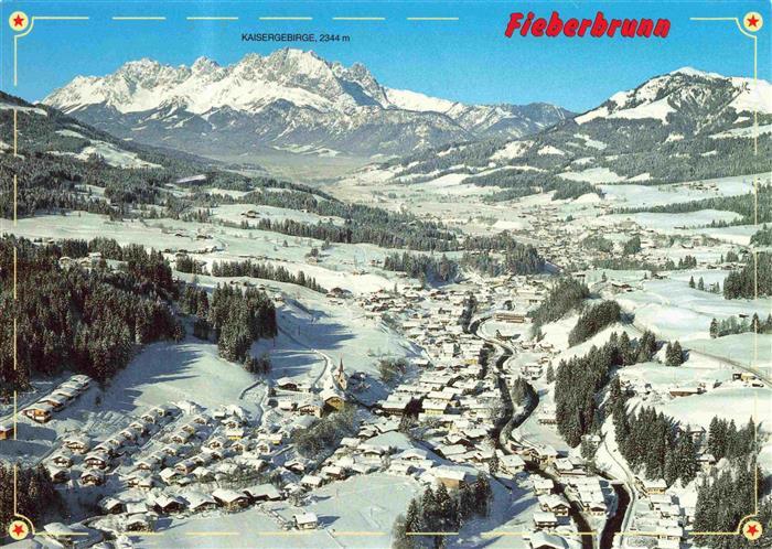 Fieberbrunn Tirol AT Winterpanorama Blick gegen Kaisergebirge